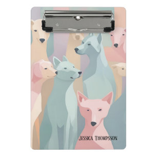Mini Prancheta Padrão de Cachorro Pastel Cores Ilustração Minimal