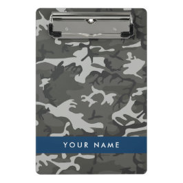 Mini Prancheta Padrão de Camuflagem Cinza, Seu nome, Personalizar