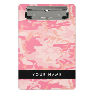 Mini Prancheta Padrão de Camuflagem Rosa, Seu nome, Personalize