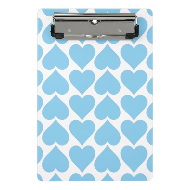 Mini Prancheta Padrão de Corações Azuis, Romântico, Amor (Frente)