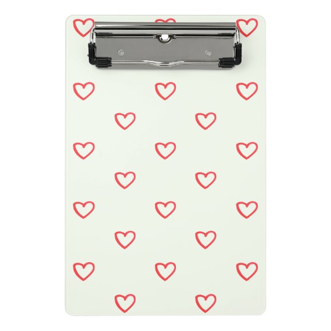 Mini Prancheta Padrão de Corações Vermelhos, Fofo, Amor (Frente)