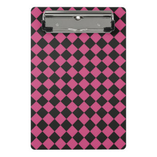 Mini Prancheta Padrão de Diamante do Verificador Preto Rosa