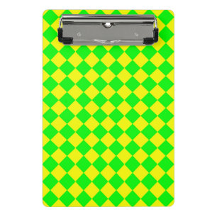 Mini Prancheta Padrão de Diamante do Verificador Verde Amarelo