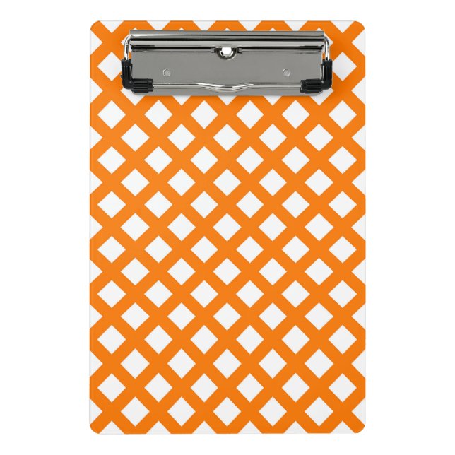 Mini Prancheta Padrão de Diamante Xadrez Laranja Branco (Frente)