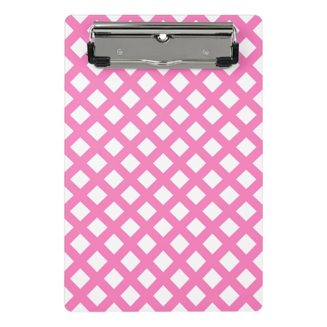 Mini Prancheta Padrão de Diamante Xadrez Rosa Branco (Frente)