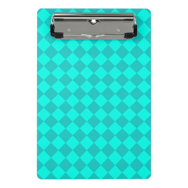 Mini Prancheta Padrão de Diamante Xadrez Turquesa (Frente)
