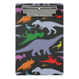 Mini Prancheta Padrão de Dinossauro Colorido (Escuro)