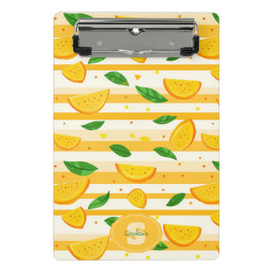 Mini Prancheta Padrão de Fatia Laranja com Folhas Verdes
