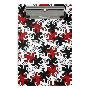 Mini Prancheta Padrão de Geckos Espelho do Mosaico - preto vermel