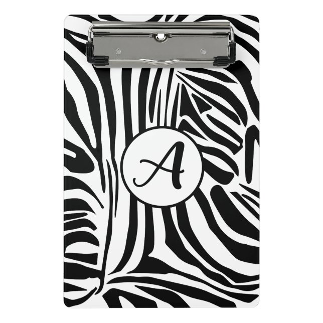 Mini Prancheta Padrão de Impressão de Zebra Preto e Branco Ousado (Frente)
