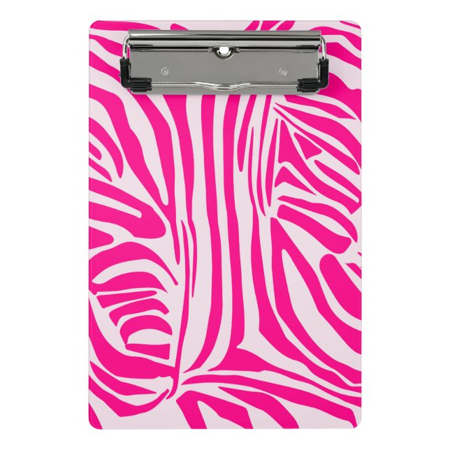 Mini Prancheta Padrão de Impressão de Zebra Rosa (Frente)