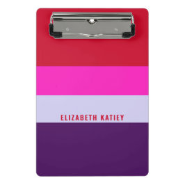 Mini Prancheta Padrão de Stripes Vermelhas, Rosa e Púrpura
