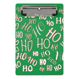 Mini Prancheta Padrão de texto de Natal HO HO HO branco verde ver