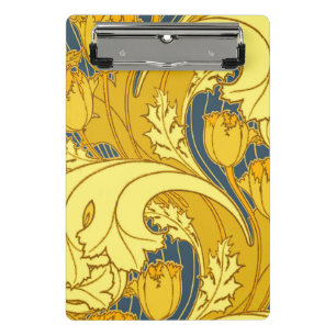 Mini Prancheta Padrão Dourado da Tulipa Azul da Vintage