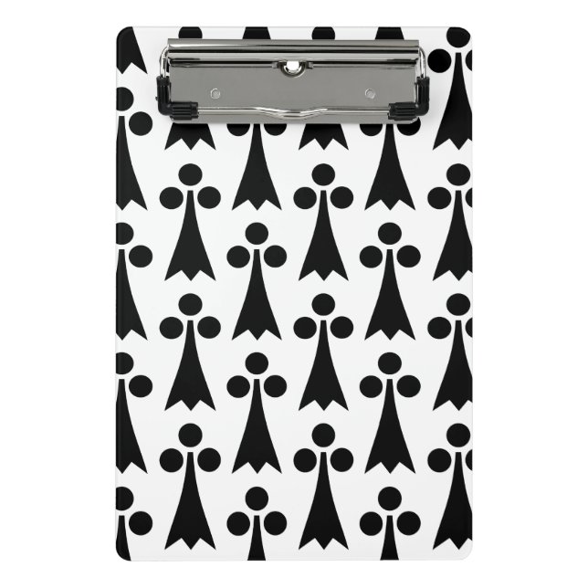 Mini Prancheta Padrão Ermine, Padrão Medieval, Preto em Branco (Frente)