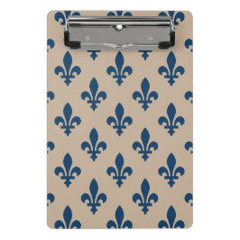 Mini Prancheta Padrão Fleur de Lis, Azul Real Francês em Creme