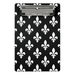 Mini Prancheta Padrão Flor de Lis, Real Francês, Branco no Preto