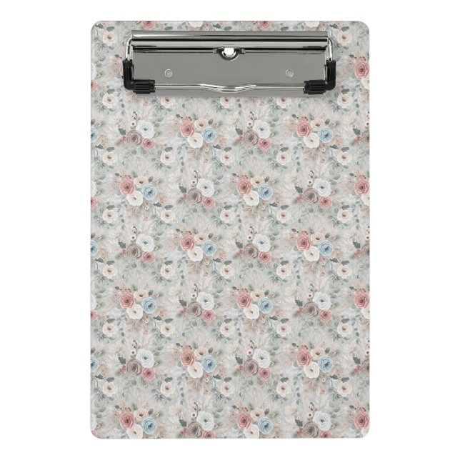 Mini Prancheta Padrão Floral de Inverno Aconchegante (Frente)