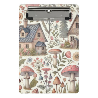 Mini Prancheta Padrão Floral e de Cogumelos Cottagecore