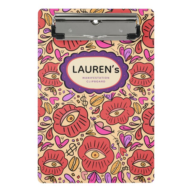 Mini Prancheta Padrão Floral Olho da Sorte (Frente)