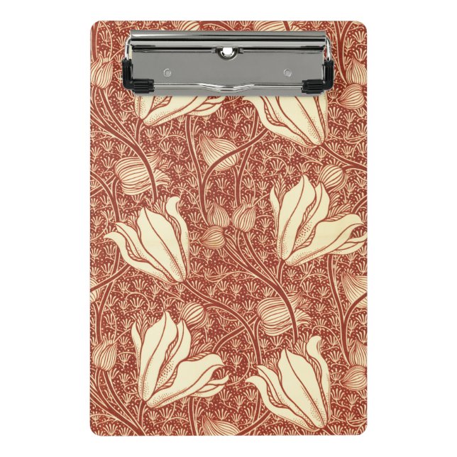 Mini Prancheta Padrão Floral Red Lily no Estilo William Morris (Frente)