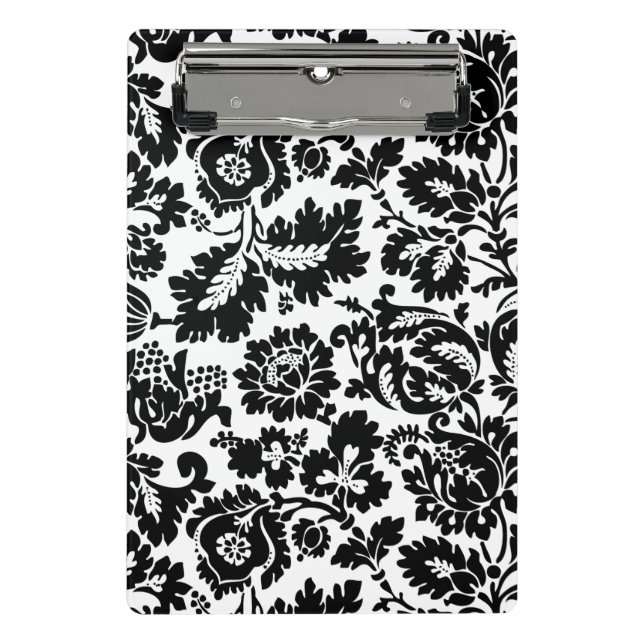 Mini Prancheta Padrão Floral Veneziano Preto e Branco de William  (Frente)