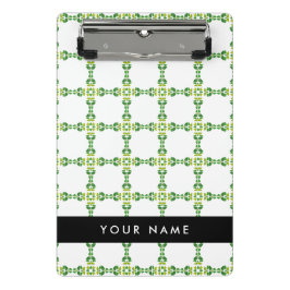 Mini Prancheta Padrão Folha, Folhas Verdes, Seu Nome