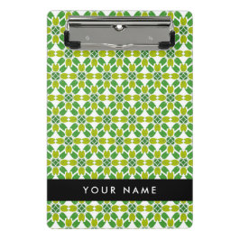 Mini Prancheta Padrão Folha, Folhas Verdes, Seu Nome