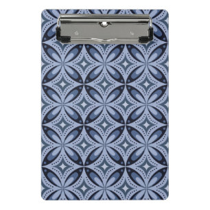 Mini Prancheta Padrão Geométrico Azul Estilo Retro