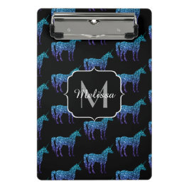 Mini Prancheta Padrão ombre azul aqua brilho de unicórnio Monogra