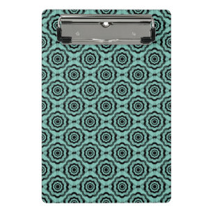 Mini Prancheta Padrão Sem Costura de Flor Preto Teal
