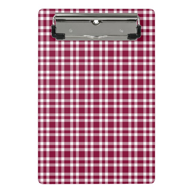 Mini Prancheta Padrão Xadrez Branco Burgundy (Frente)