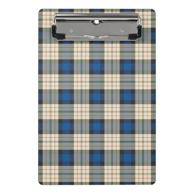 Mini Prancheta Padrão xadrez de Tartan - bege azul tradicional (Frente)