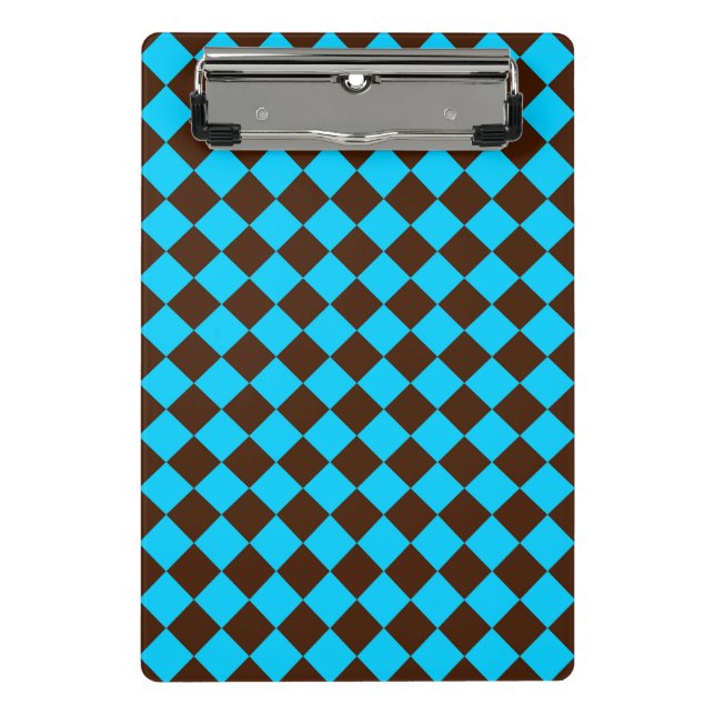 Mini Prancheta Padrão Xadrez Diamante Azul Marrom (Frente)