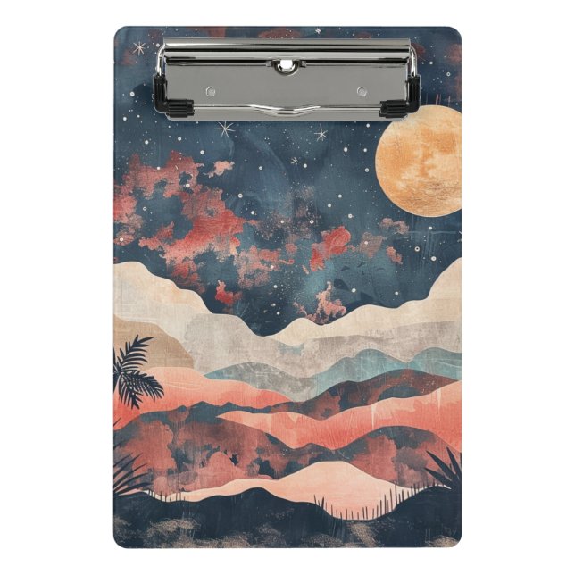 Mini Prancheta Paisagem Celestial Boho Deserto Índigo Cobre (Frente)
