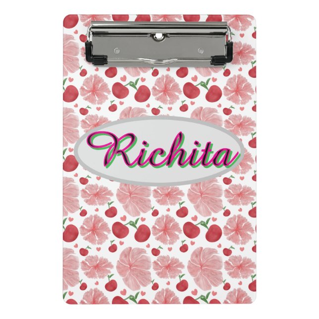 Mini Prancheta Personalizado e customizado floral aquarela  (Frente)
