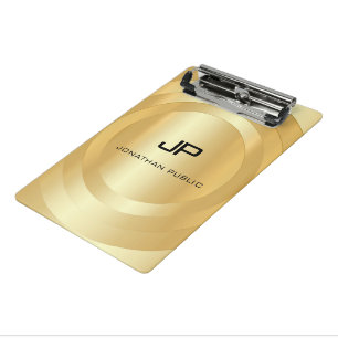 Mini Prancheta Personalizar Faux Dourado Monograma Modelo Elegant