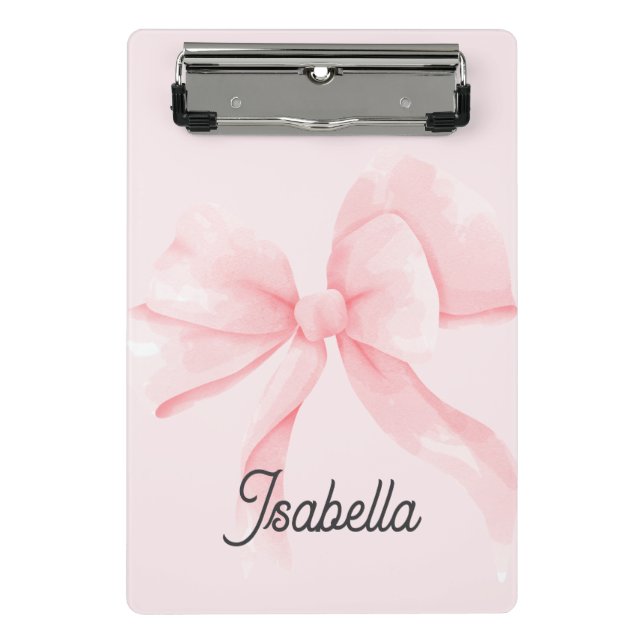 Mini Prancheta Personalized Coquette Pink Bow Girl (Frente)