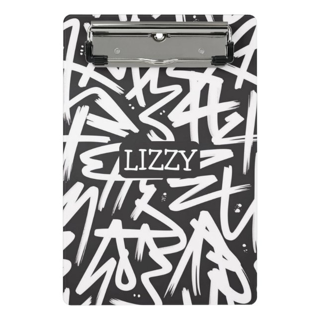 Mini Prancheta Personalized Graffiti Name Pattern — Custom Urban (Frente)