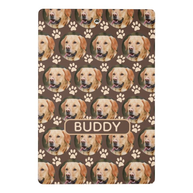 Mini Prancheta Pet Foto Personalizada Padrão Nome do Cão Espiral (Verso)