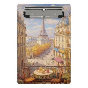 Mini Prancheta Pintura a Óleo de Vista de Varanda Romântica Paris