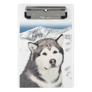 Mini Prancheta Pintura de Malamute no Alasca - Arte de Cachorro O