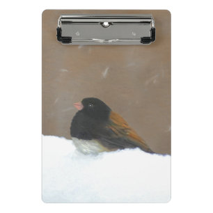 Mini Prancheta Pintura Junco De Olhos Escuros - Arte Original De