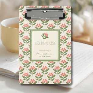 Mini Prancheta Planejador Personalizado de Professor Floral