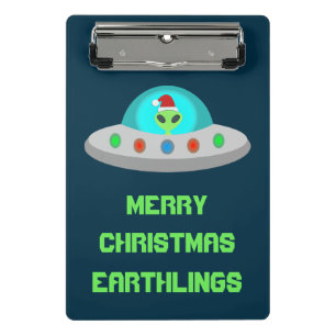 Mini Prancheta Pneus voadores de Alienígena Ho Ho de Natal Person