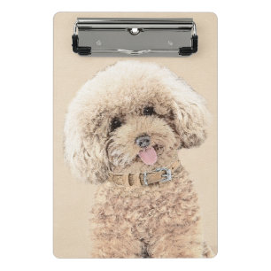 Mini Prancheta Poodle Miniature Toy Apricot Cream Brown Dog Art