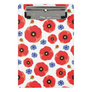 Mini Prancheta Poppys E Cornflower Patterno