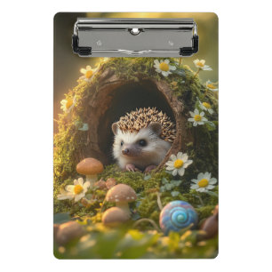 Mini Prancheta Porco Adorável em Mossy Log Home com Flores