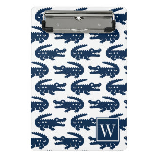 Mini Prancheta Preppy Alligator - Navy & White Monogram