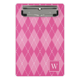 Mini Prancheta Preppy com Pontos Argyle – Rosa Quente & Rosa